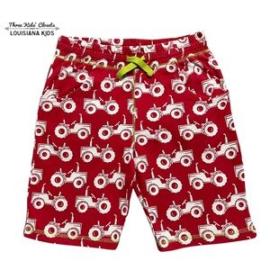 Maxomorra 122/128 (7-8Y) Organic Red Tractor Print Shorts